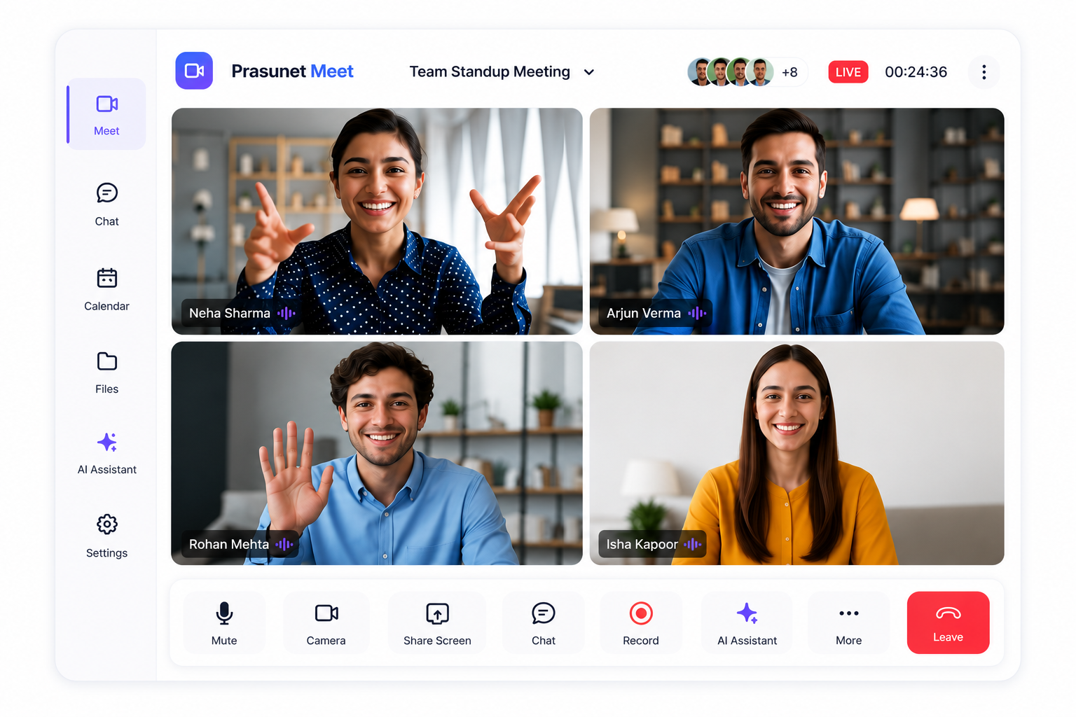Prasunet Meet dashboard